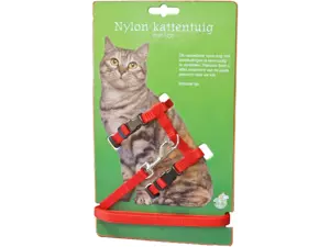Nylon kattentuig met lijn rood - afbeelding 1