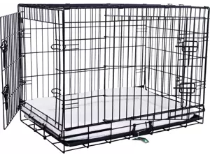 Draadkooi 2-deurs zwart l91b55h65cm - afbeelding 2