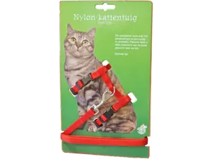 Nylon kattentuig met lijn rood - afbeelding 2