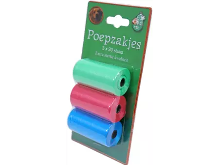 Poepzakjes pastel pak 3 rol a 20